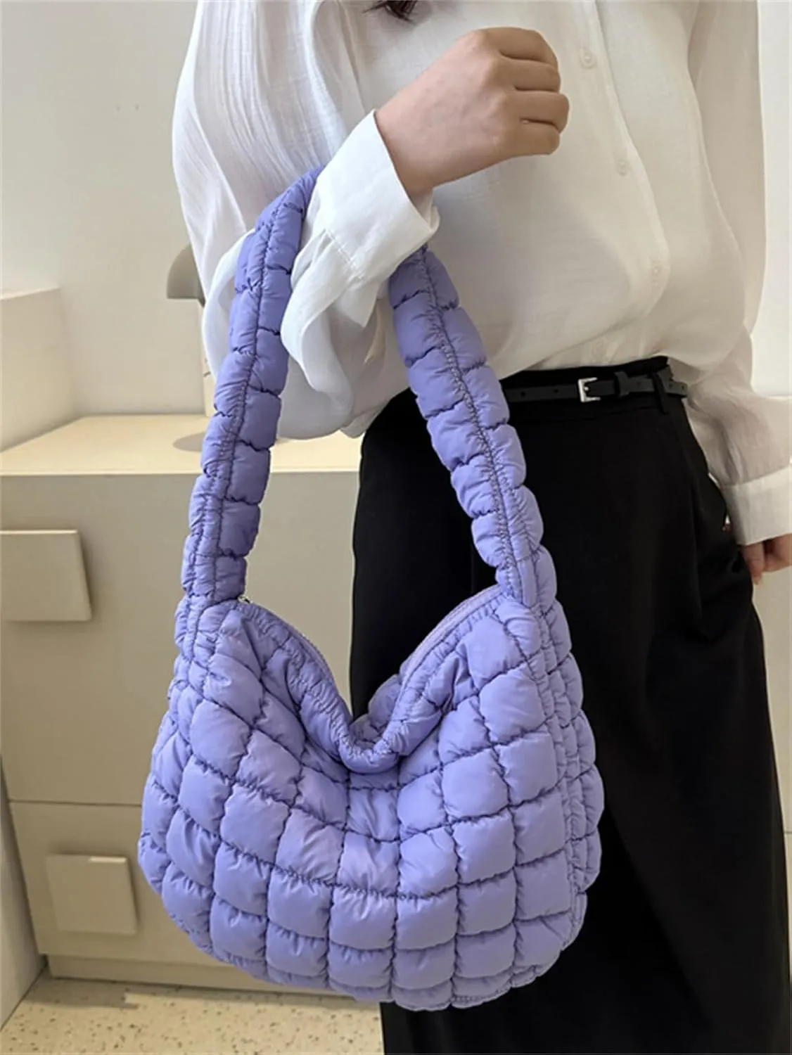 Puffer Tote Bag Women Quilted Shoulder Bags Puffy Bubble Pleated Purse Nylon Padding Cloud Crossbody Bag 2025