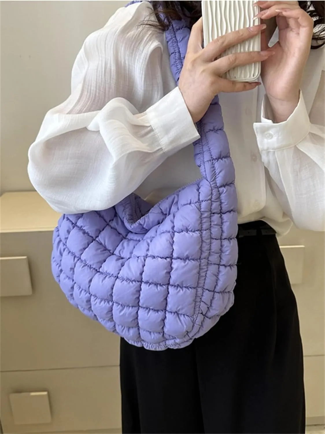 Puffer Tote Bag Women Quilted Shoulder Bags Puffy Bubble Pleated Purse Nylon Padding Cloud Crossbody Bag 2025