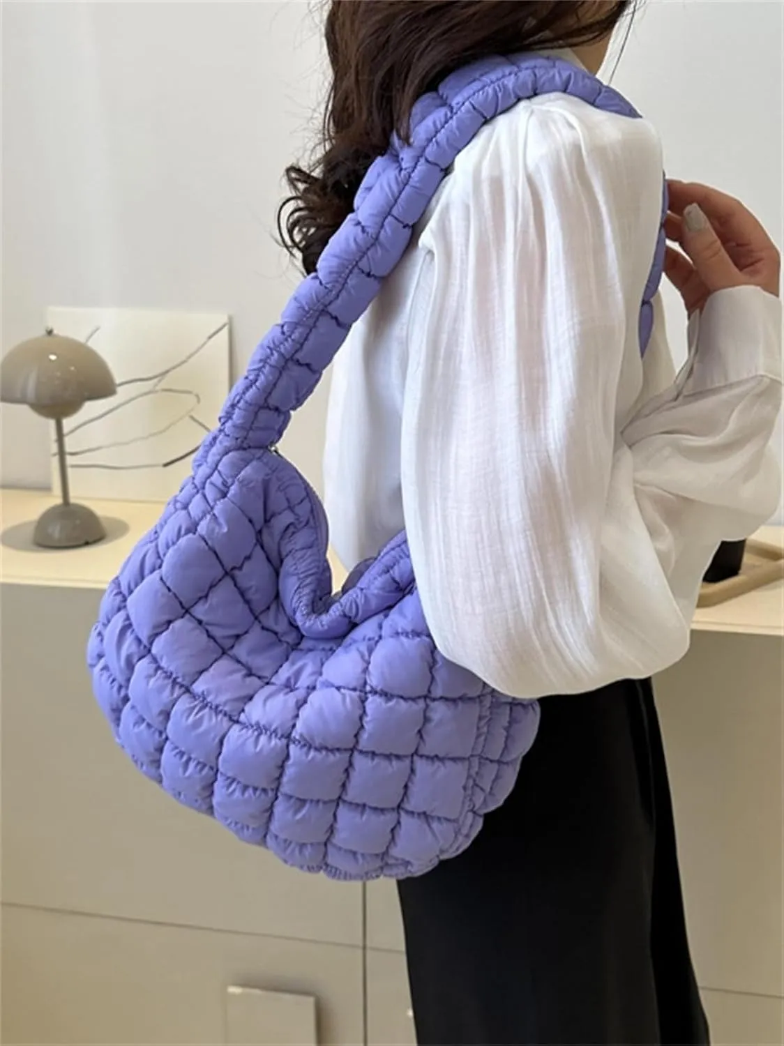 Puffer Tote Bag Women Quilted Shoulder Bags Puffy Bubble Pleated Purse Nylon Padding Cloud Crossbody Bag 2025