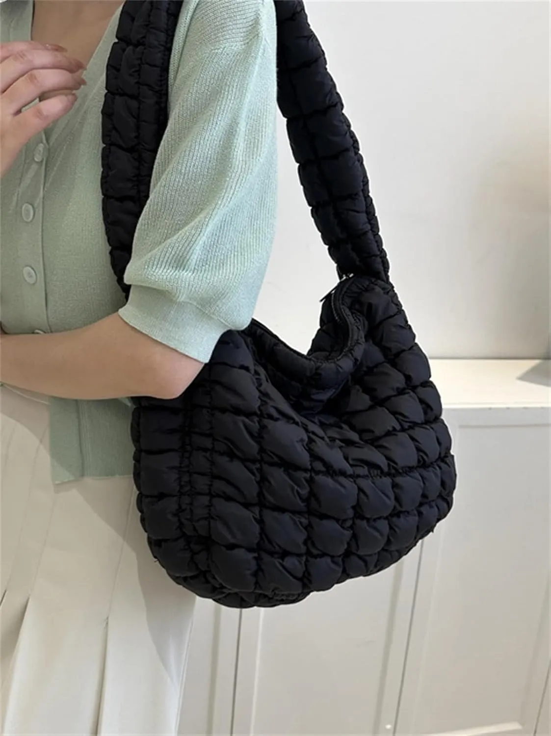 Puffer Tote Bag Women Quilted Shoulder Bags Puffy Bubble Pleated Purse Nylon Padding Cloud Crossbody Bag 2025