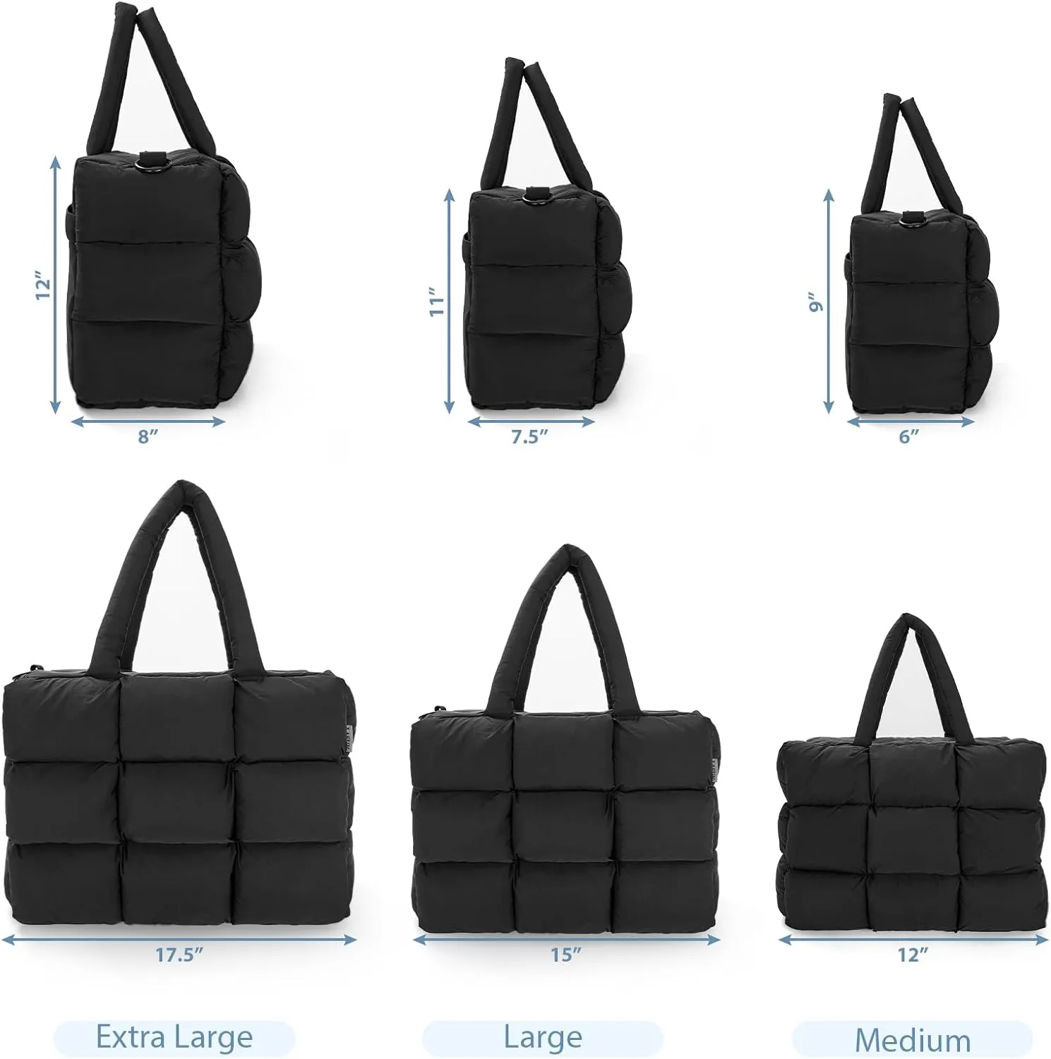Puffer Tote Shoulder Bag for Women - Lightweight Luxury Soft Cloud Handbag - Fashion Quilted Puffy Bag for Travel, Work, Shop