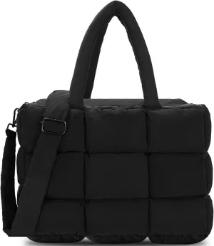 Puffer Tote Shoulder Bag for Women - Lightweight Luxury Soft Cloud Handbag - Fashion Quilted Puffy Bag for Travel, Work, Shop