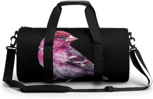 Purple Finch Bird Print Gym Sport Bag Travel Duffel Bags Weekender Carry on Tote Bags for Women Men