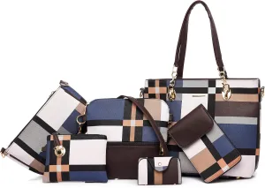 Purses and Handbags for Women Synthetic Leather Tote Crossbody Bags Satchel Purses Set 6pcs