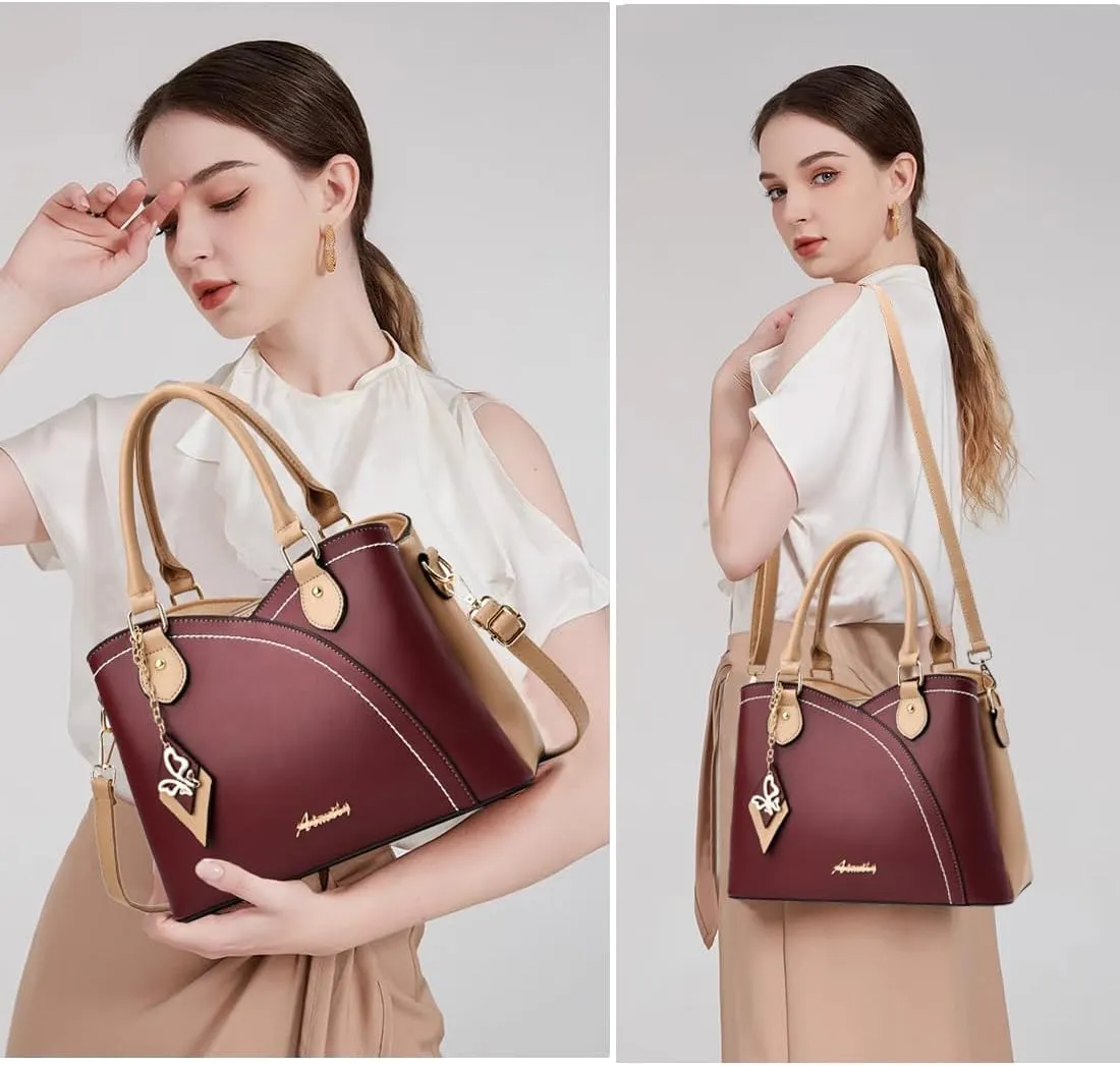 Purses and Handbags for Women Tote PU Leather Ladies Satchel Top Handle Crossbody Shoulder Bag