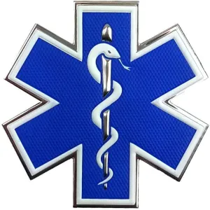 PVC Morale Patch - EMS - Medical Responder 3" Star of Life - Single Snake - Blue/White/Silver