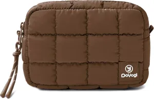 Quilted Cosmetic Bag, Puffer Makeup Bags, Crossbody Purses for women,Cute Travel Toiletry Bag for Women (Caramel)