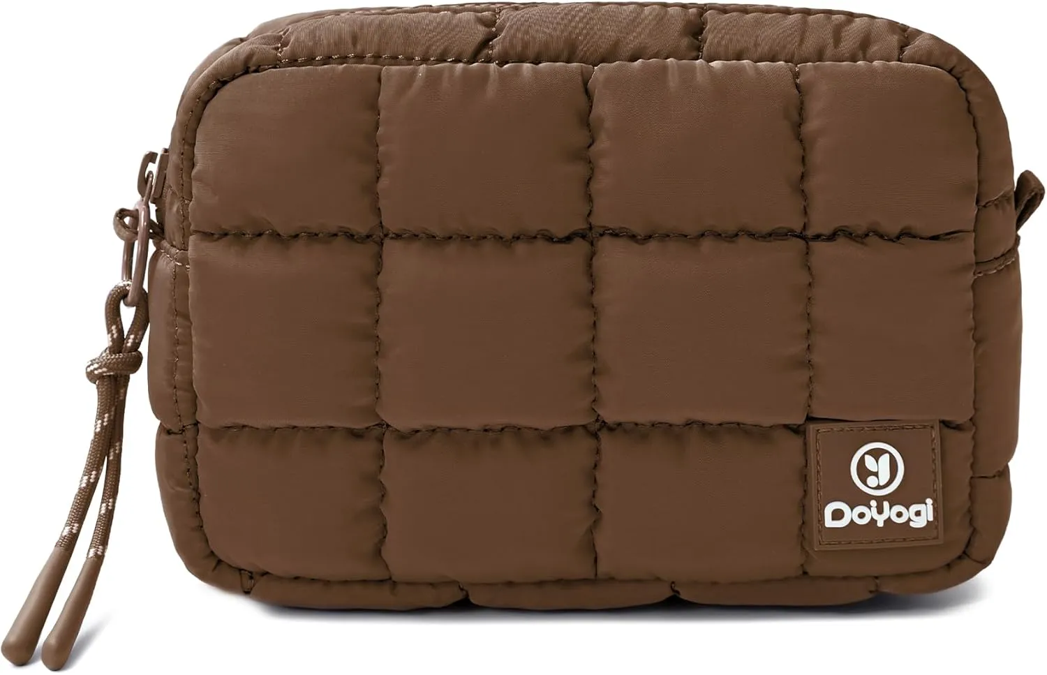 Quilted Cosmetic Bag, Puffer Makeup Bags, Crossbody Purses for women,Cute Travel Toiletry Bag for Women (Caramel)