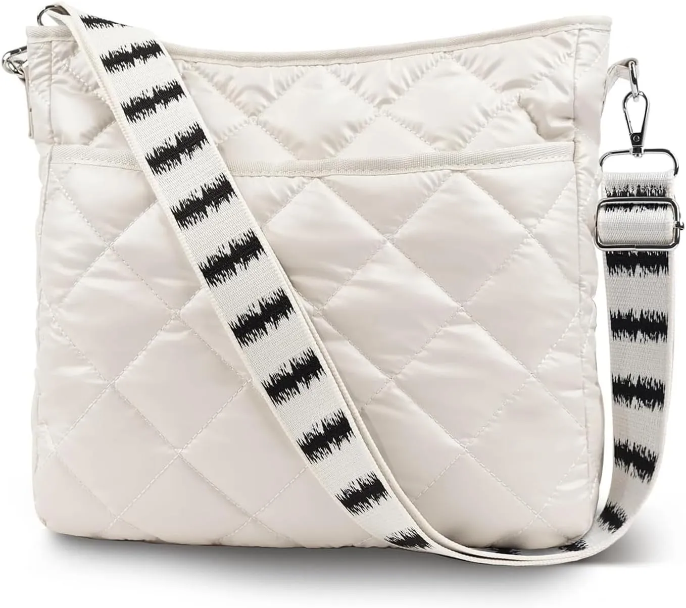 Quilted Crossbody & Puffer Shoulder Bag, Tote with Zipper - Fashion Cotton Quilted Ladies Handbag