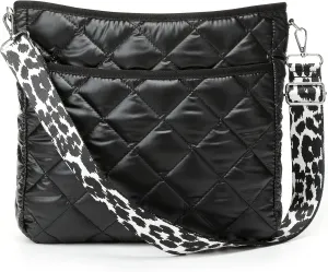 Quilted Crossbody & Puffer Shoulder Bag, Tote with Zipper - Fashion Cotton Quilted Ladies Handbag