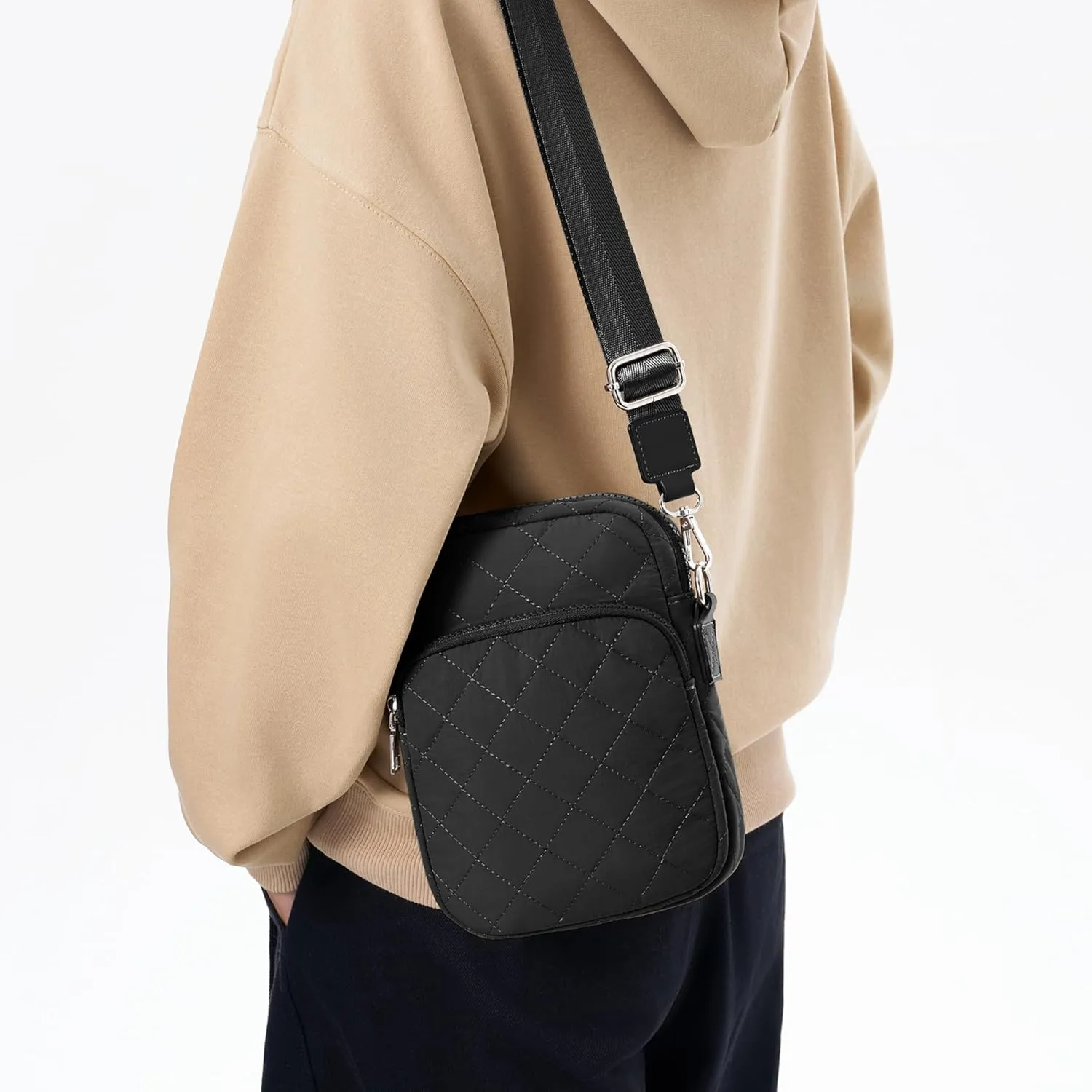Quilted Crossbody Bag Small Women Shoulder Bags Purses Handbag Backpack Puffer Soft Fashion Design Magnetic and Zipper Pocket