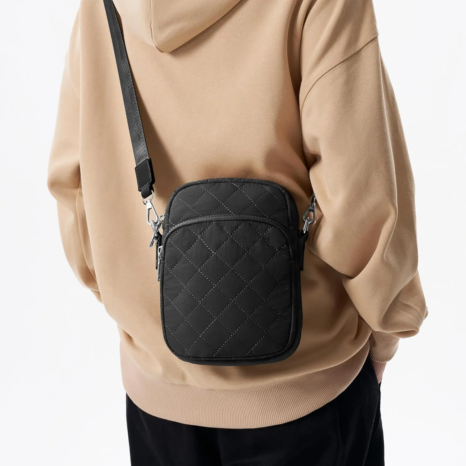 Quilted Crossbody Bag Small Women Shoulder Bags Purses Handbag Backpack Puffer Soft Fashion Design Magnetic and Zipper Pocket