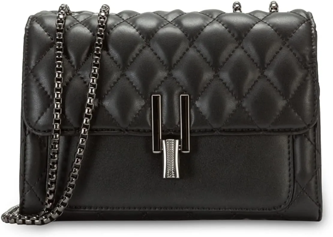 Quilted Crossbody Bags for Women Leather Quilted Purse Top Handle Bag Ladies Handbags Flap Satchel Purse Shoulder Bag