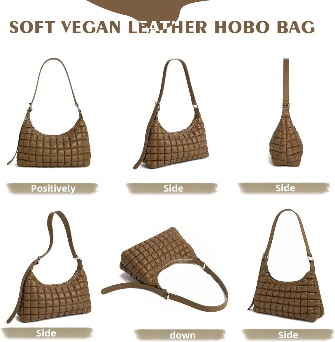 Quilted Crossbody Bags for Women Leather Vegan Pleated Plaid Purse Shoulder Bags Lightweight Puffer Bag Satchel Handbag
