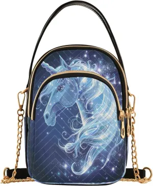 Quilted Crossbody Bags for Women,Unicorn Surrounded by Magic Women's Crossbody Handbags Small Travel Purses Phone Bag