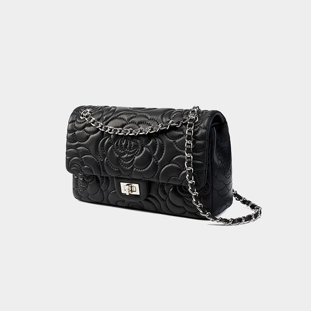 Quilted Crossbody Purse for Women Trendy Ladies Leather Shoulder Bag with Chain Designer Purses