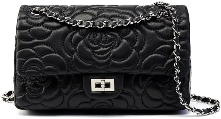 Quilted Crossbody Purse for Women Trendy Ladies Leather Shoulder Bag with Chain Designer Purses