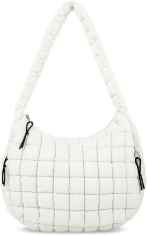Quilted Puffer Tote Bag for Women - Large Crossbody Bag, Lightweight Nylon Puffy Carryall Hobo Puff Shoulder Bag