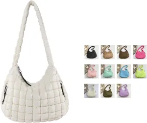 Quilted Puffer Tote Bag for Women Large Quilted Puffy Tote Bag Carryall Bag Soft Puffy Crossbody Bag Hobo Purse