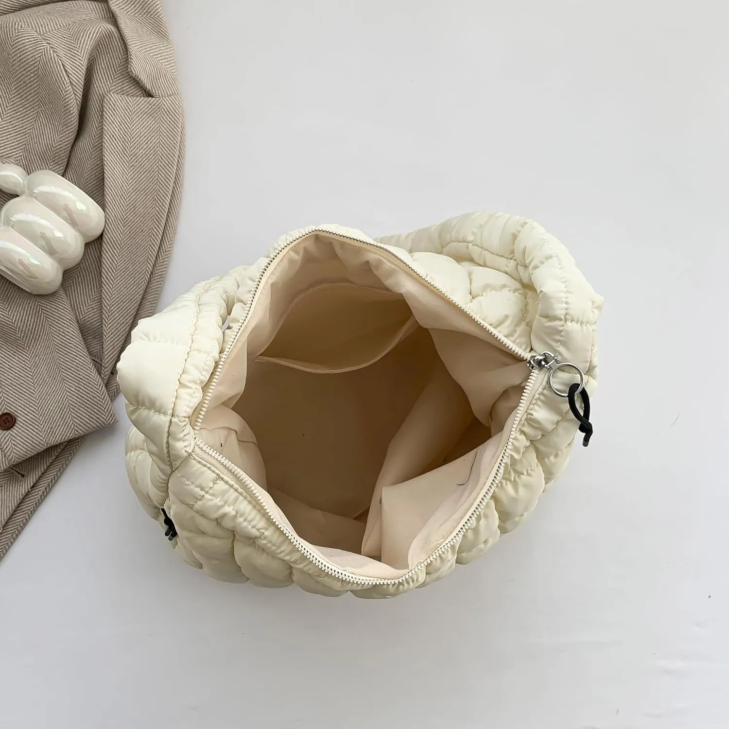 Quilted Puffer Tote Bag for Women Large Quilted Puffy Tote Bag Carryall Bag Soft Puffy Crossbody Bag Hobo Purse
