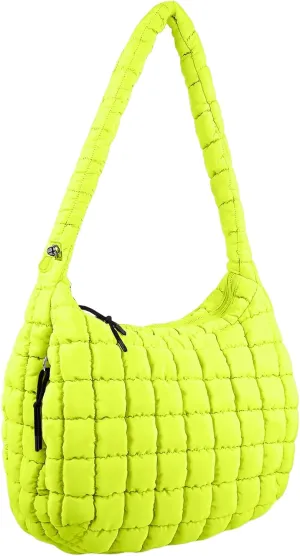 Quilted Puffer Tote Bag Large Crossbody Shoulder Bag Nylon Puffy Bubble Bag with Adjustable Shoulder Strap