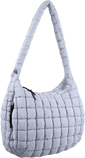 Quilted Puffer Tote Bag Large Crossbody Shoulder Bag Nylon Puffy Bubble Bag with Adjustable Shoulder Strap