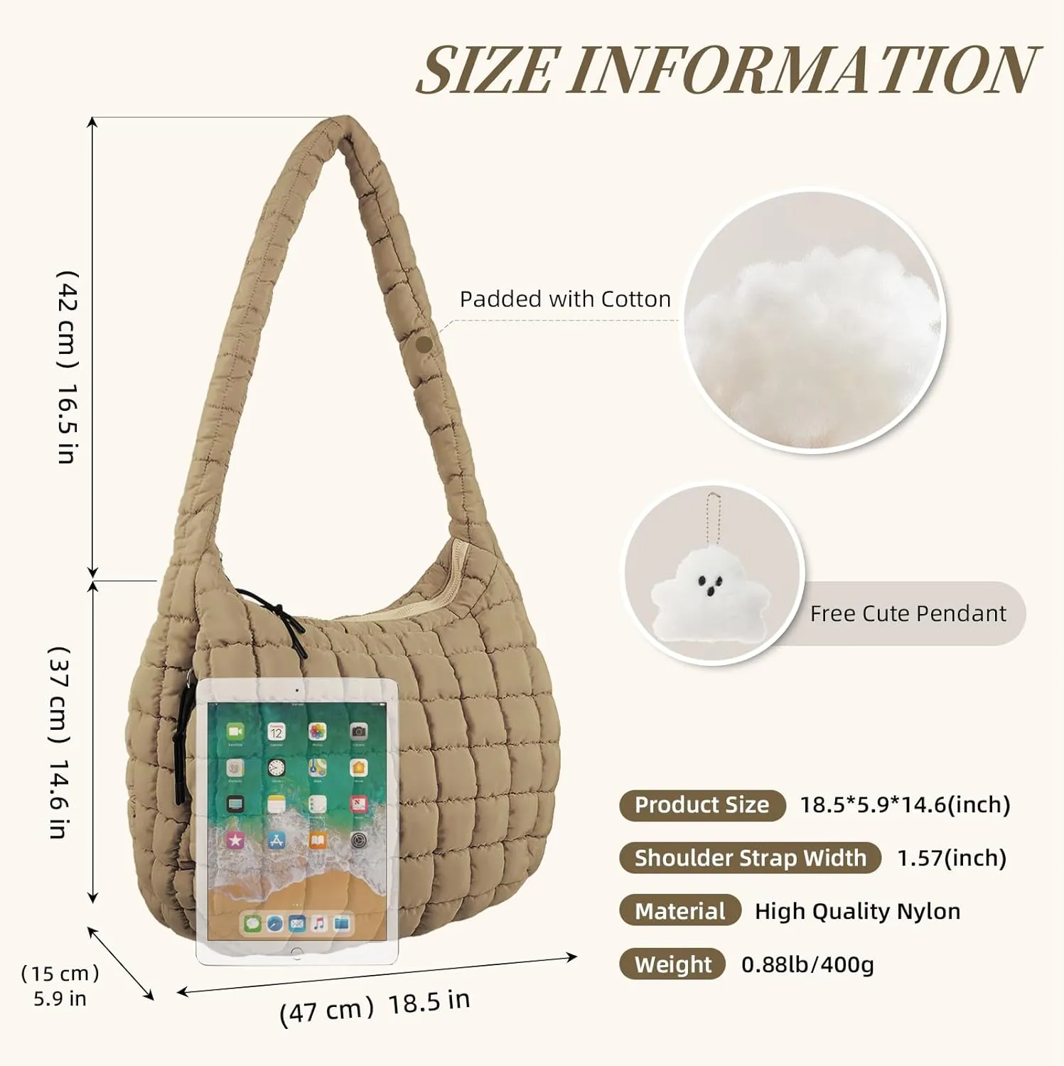 Quilted Puffer Tote Bag Large Quilted Crossbody Hobo Bags for Women Puffy Purse Carryall Bag Nylon Shoulder Handbag