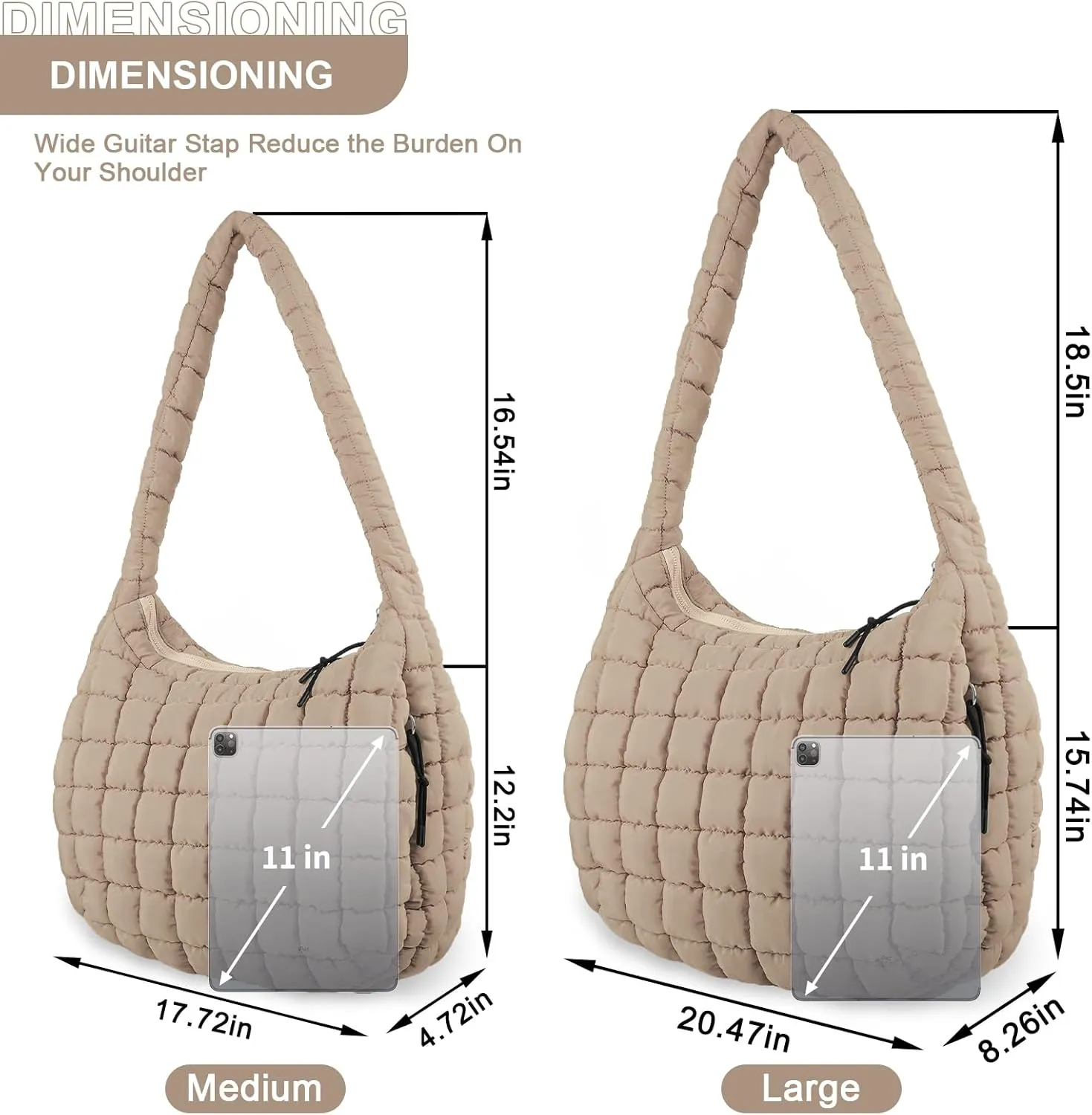 Quilted Puffer Tote Bag Purse Puffy Crossbody Shoulder Bag,Lightweight Nylon Hobo Bag Puffer Carryall Bag for Women Girl