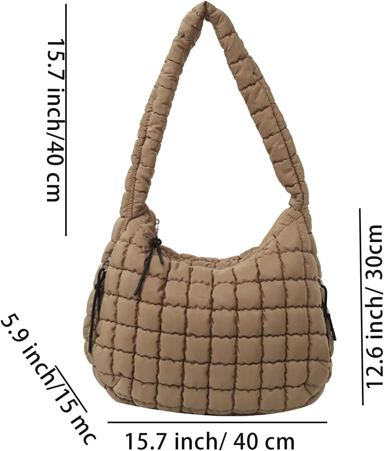 Quilted Puffer Tote Bags for Women Lightweight Quilted Padding Shoulder Bag Satchel Handbag Zip Puffer Bag Green