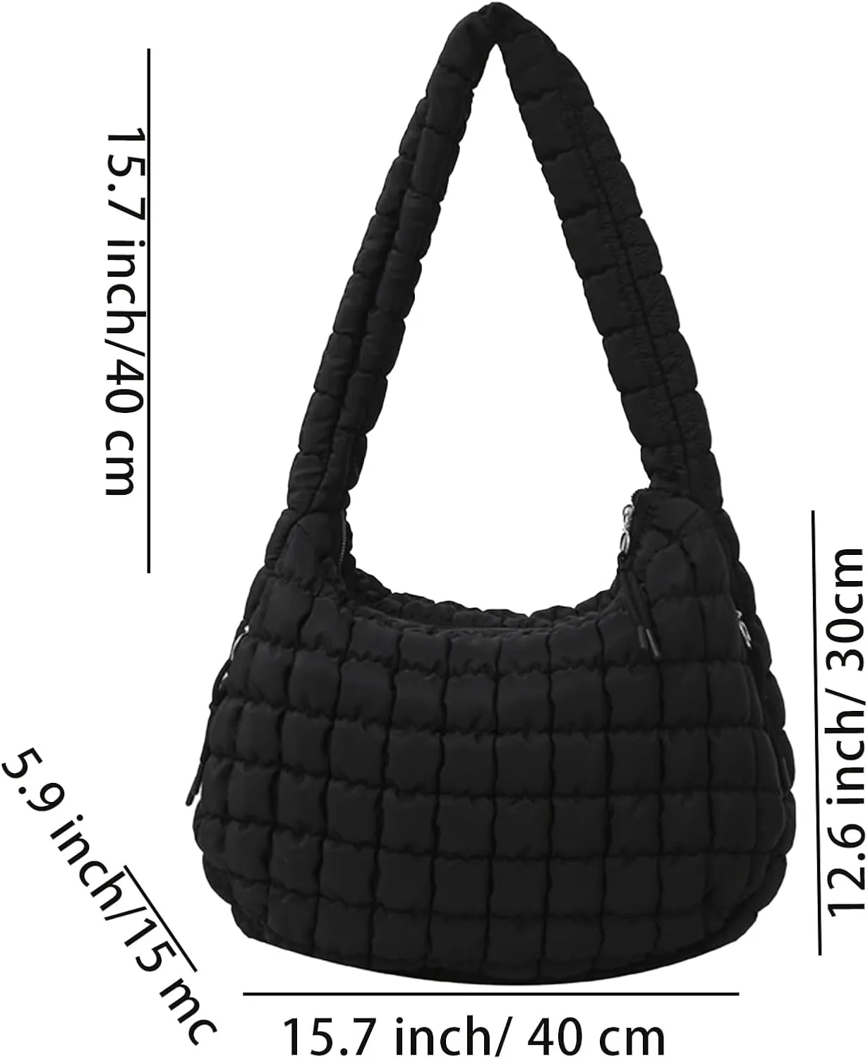 Quilted Puffer Tote Bags for Women Lightweight Quilted Padding Shoulder Bag Satchel Handbag Zip Puffer Bag Green