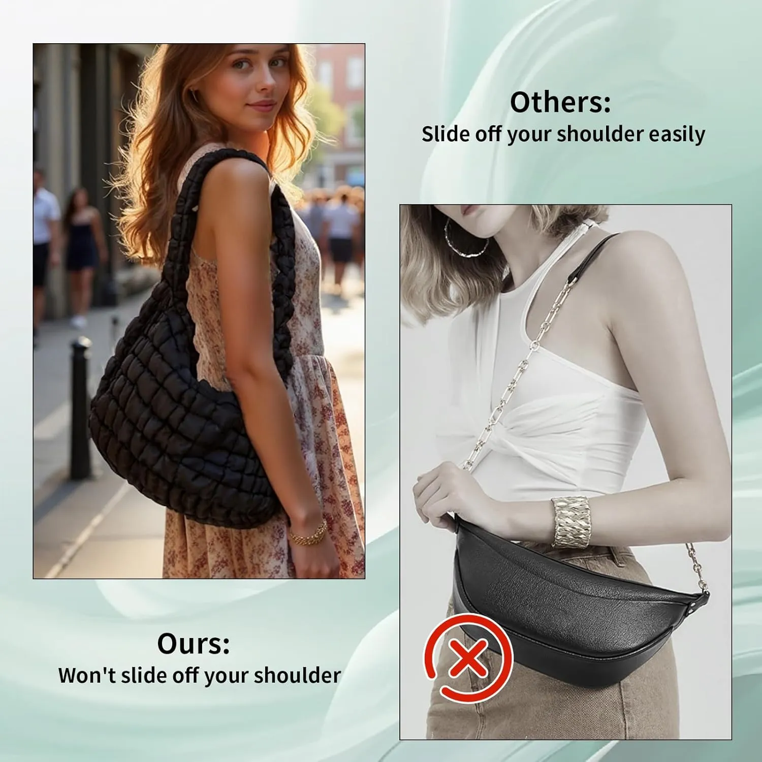 Quilted Puffy Tote Bag for Women – Large-Capacity Nylon Puffer Crossbody Bag with Zipper