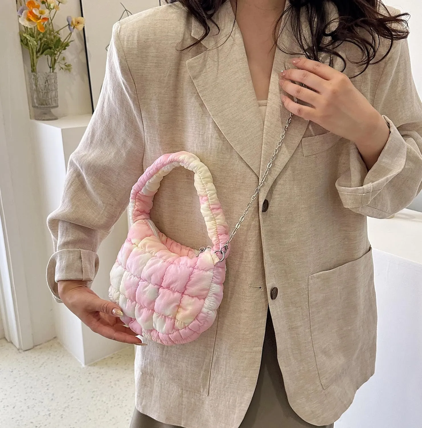 Quilted Tote Bag for Women Puffer Bag Lightweight Padding Shoulder Purse Hobo Bags Satchel Handbag Cloud Bags with Zip 2025