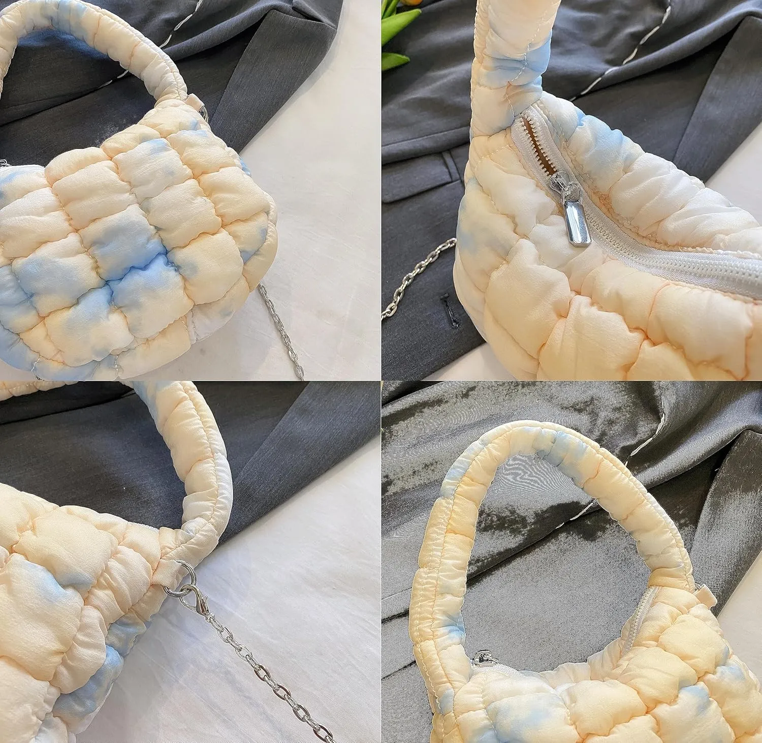 Quilted Tote Bag for Women Puffer Bag Lightweight Padding Shoulder Purse Hobo Bags Satchel Handbag Cloud Bags with Zip 2025