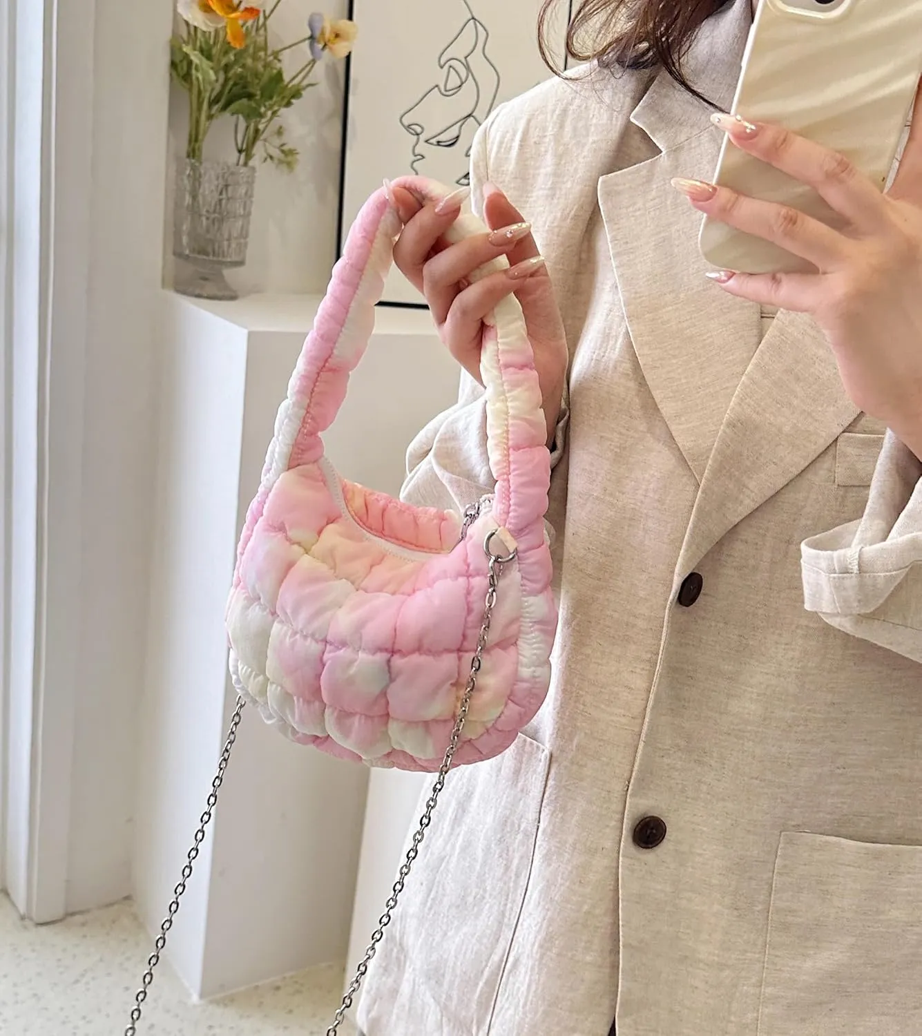 Quilted Tote Bag for Women Puffer Bag Lightweight Padding Shoulder Purse Hobo Bags Satchel Handbag Cloud Bags with Zip 2025
