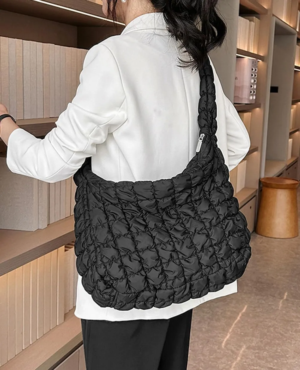 Quilted Tote Bag for Women Puffer Bags Large Padding Shoulder Bag Dumpling Underarm Bag Tote Bag Cloud Handbags with Zip