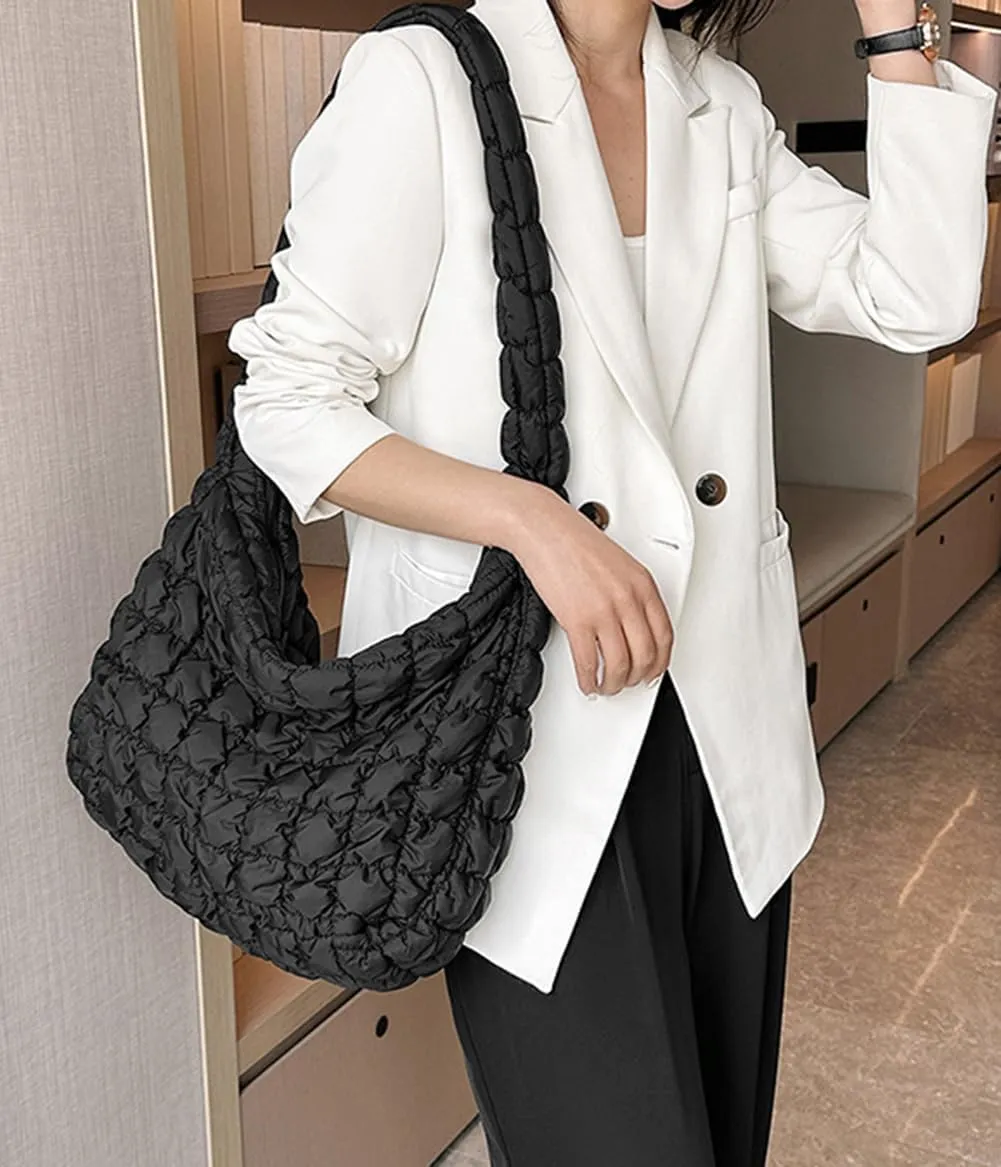 Quilted Tote Bag for Women Puffer Bags Large Padding Shoulder Bag Dumpling Underarm Bag Tote Bag Cloud Handbags with Zip