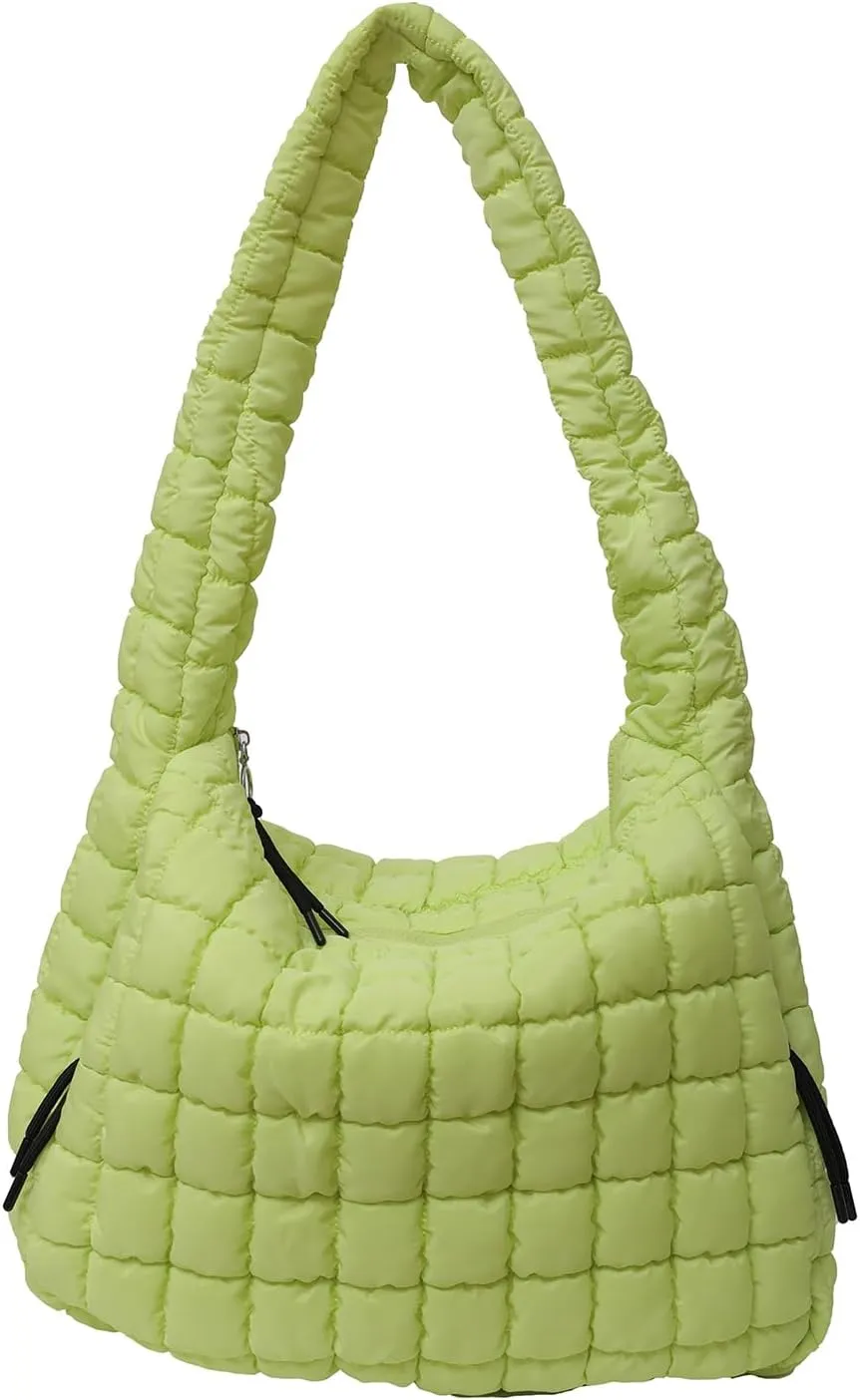 Quilted Tote Bag, Large Lightweight Quilted Bag Puffer Tote Bag Trendy Puffy Purse Hobo Bags for Women