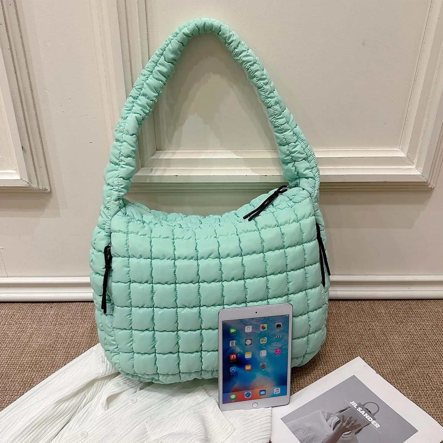 Quilted Tote Bag, Large Lightweight Quilted Bag Puffer Tote Bag Trendy Puffy Purse Hobo Bags for Women