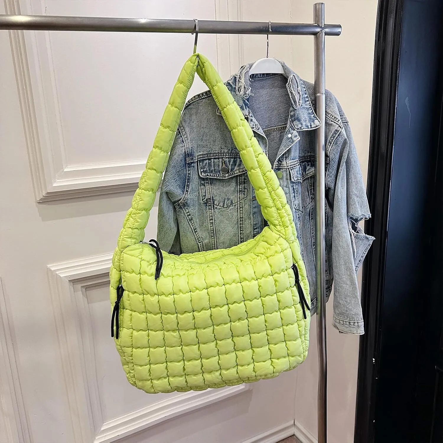 Quilted Tote Bag, Large Lightweight Quilted Bag Puffer Tote Bag Trendy Puffy Purse Hobo Bags for Women