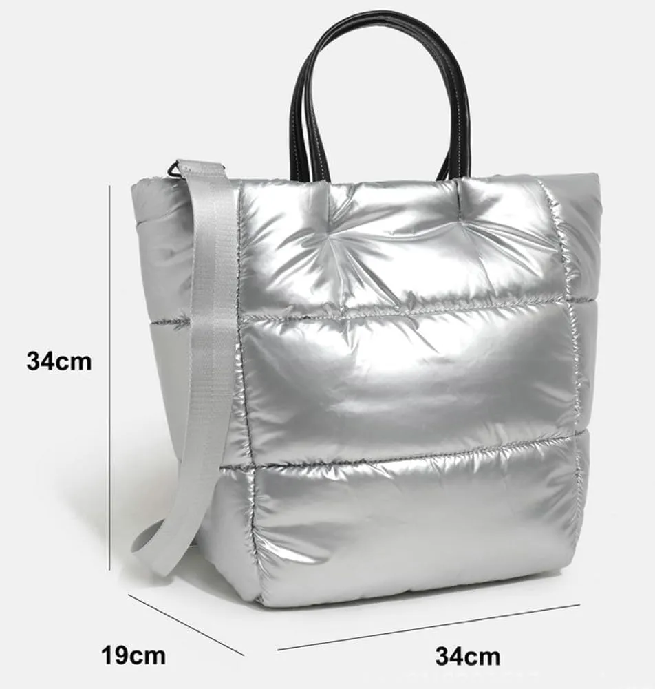 Quilted Tote Bags for Women Large Shoulder Crossbody Bag Padding Down Cotton Handbag Winter Retro Work Purse
