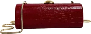 QWINEE Evening Clutch Purses for Women PU Leather Magnet Crocodile Embossed Shoulder Handbag Elegant Crossbody Bag with Chain