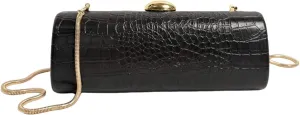QWINEE Evening Clutch Purses for Women PU Leather Magnet Crocodile Embossed Shoulder Handbag Elegant Crossbody Bag with Chain