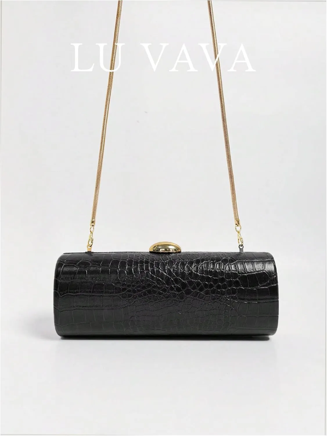 QWINEE Evening Clutch Purses for Women PU Leather Magnet Crocodile Embossed Shoulder Handbag Elegant Crossbody Bag with Chain