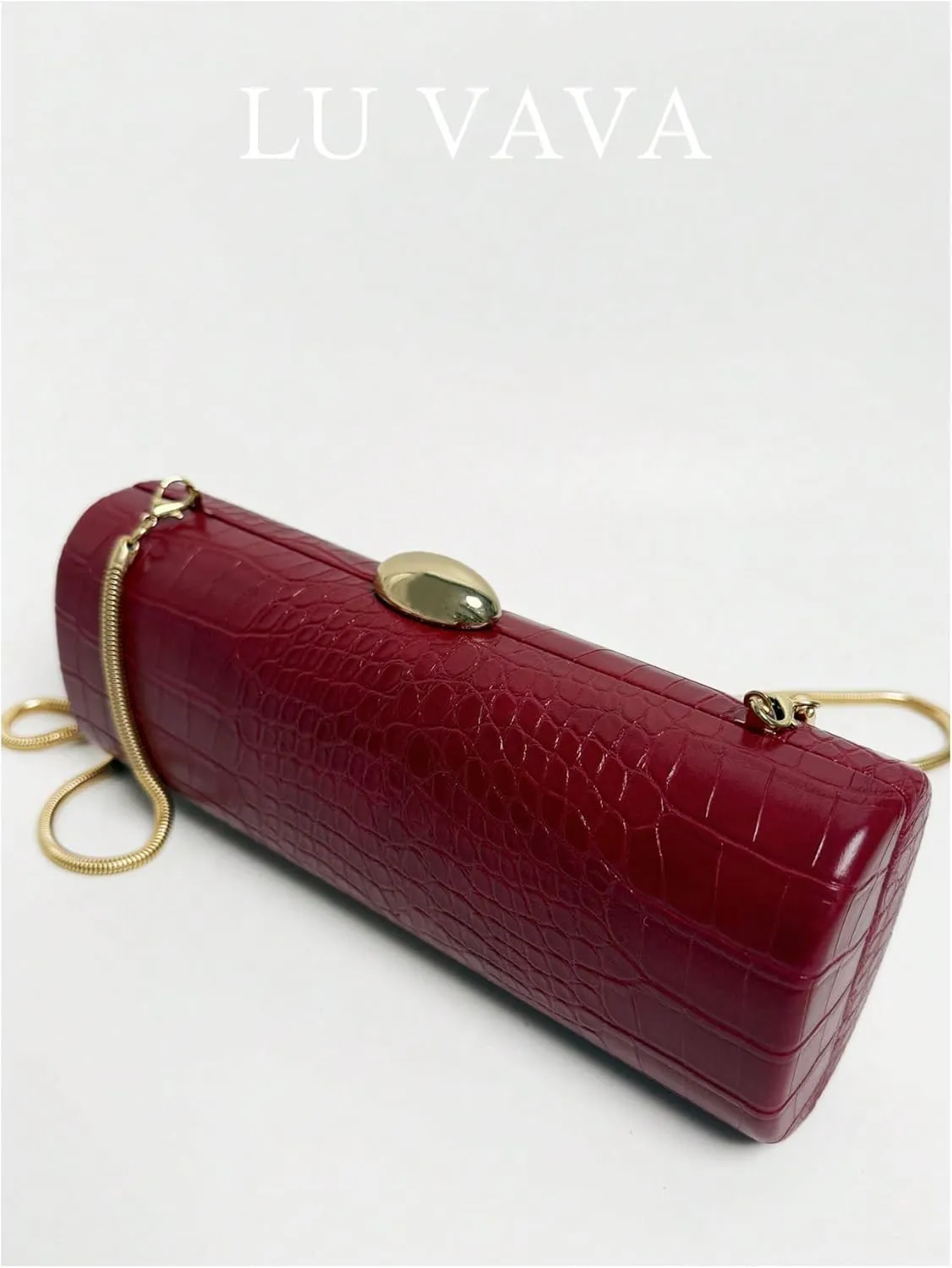 QWINEE Evening Clutch Purses for Women PU Leather Magnet Crocodile Embossed Shoulder Handbag Elegant Crossbody Bag with Chain
