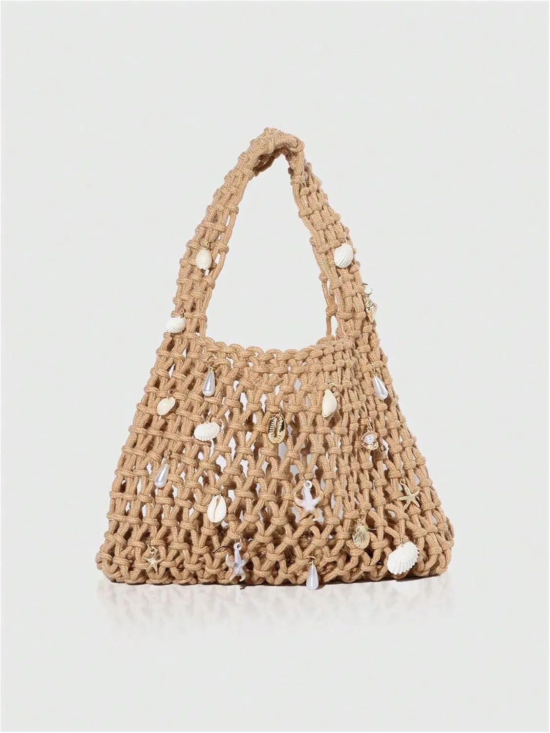 QWINEE Women's Crochet Clutch Purse Hollow Out Handbag Square Causal Beach Vacation Bag
