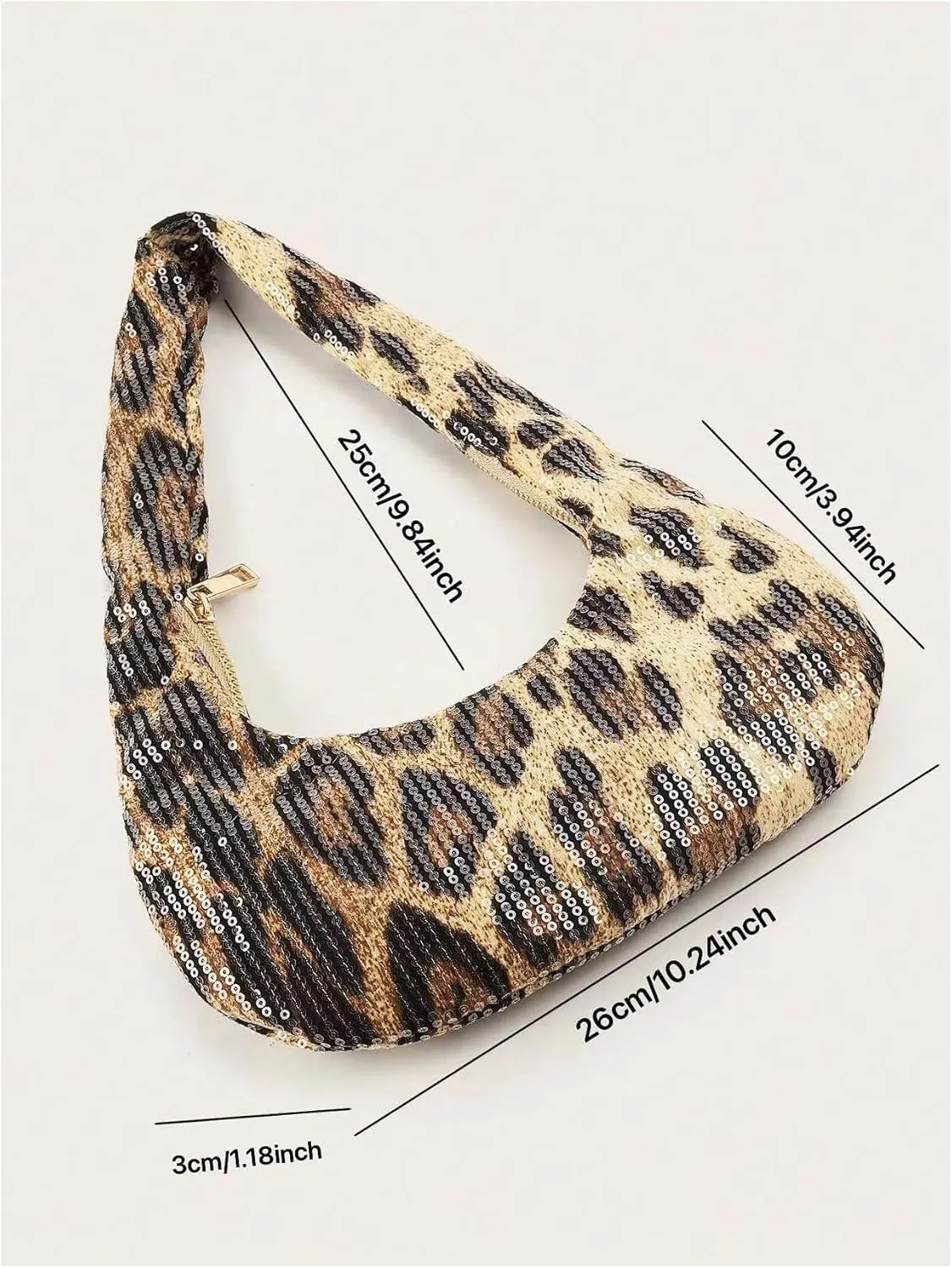 QWINEE Women's Y2K Leopard Print Shoulder Bags Cheetah Print Sequin Purses Underarm Evening Clutch Handbags Purses