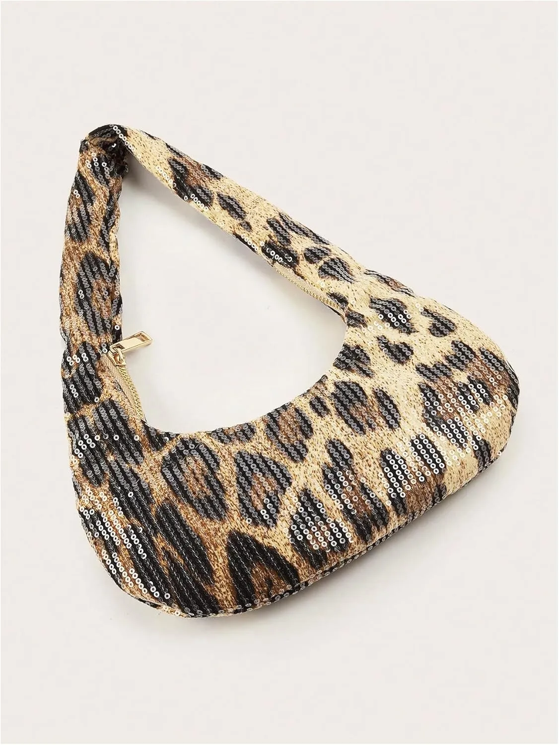 QWINEE Women's Y2K Leopard Print Shoulder Bags Cheetah Print Sequin Purses Underarm Evening Clutch Handbags Purses