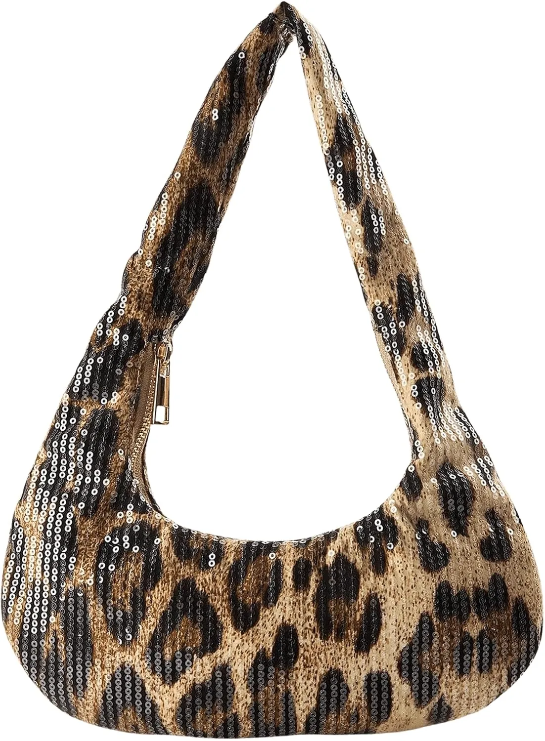 QWINEE Women's Y2K Leopard Print Shoulder Bags Cheetah Print Sequin Purses Underarm Evening Clutch Handbags Purses