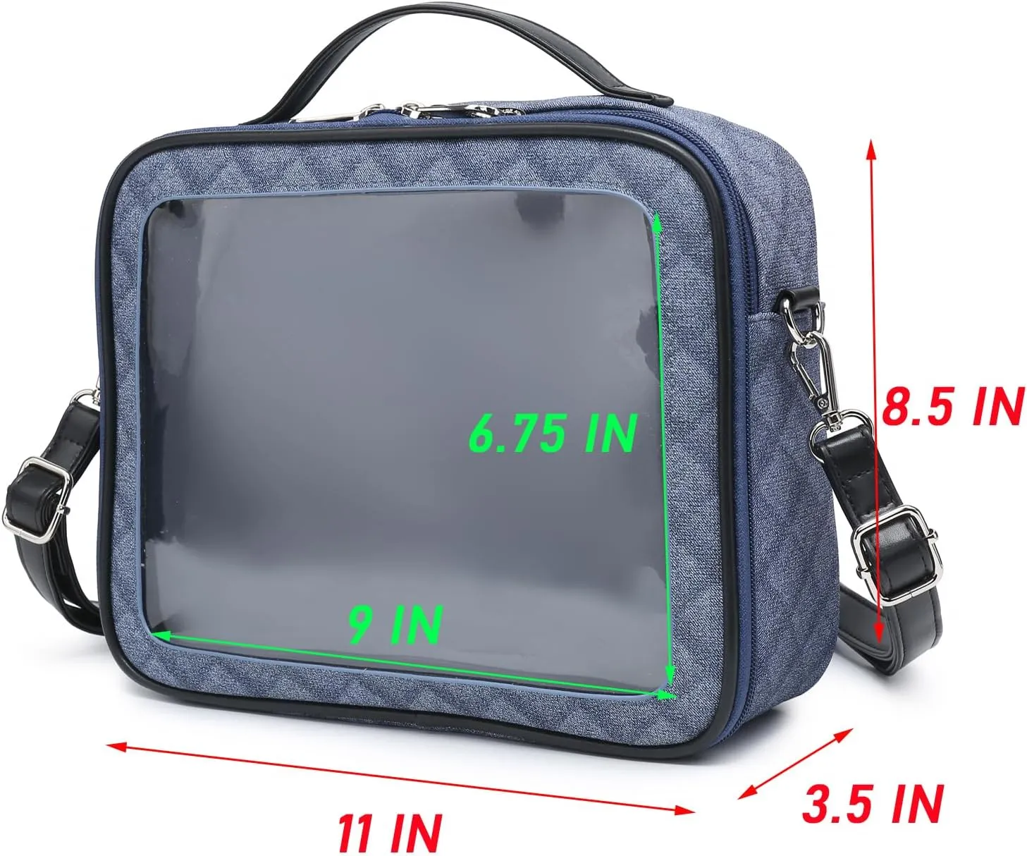 RAINBOW SMILE Ita Backpack Crossbody Bag - Kawaii Pin Display Denim PU Messenger Shoulder Bag