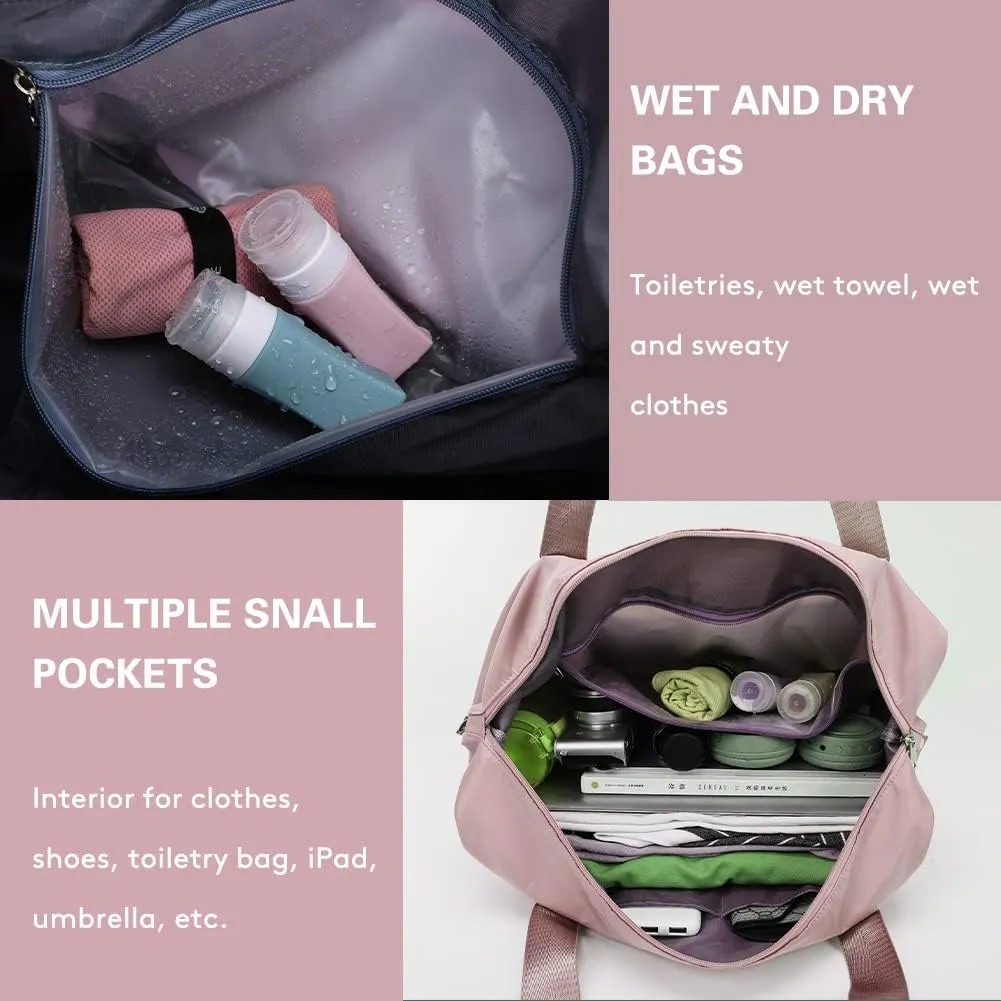 Ranslen Large Capacity Folding Travel Bag,Expansion Travel Duffel Bag with Dry and Wet Separation Portable Travel Duffel Bag